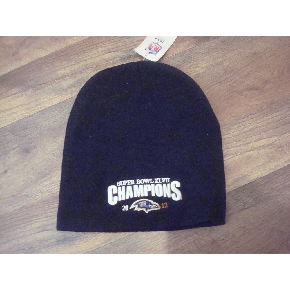 BALTIMORE RAVENS SUPER BOWL  BEANIE KNIT TOBOGGAN HAT CAP DEADSTOCK  VINTAGE ST4